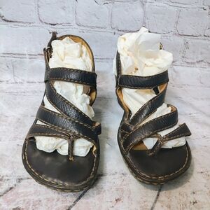 Born Woven Leather Comfort Strappy Heel Sandals 7